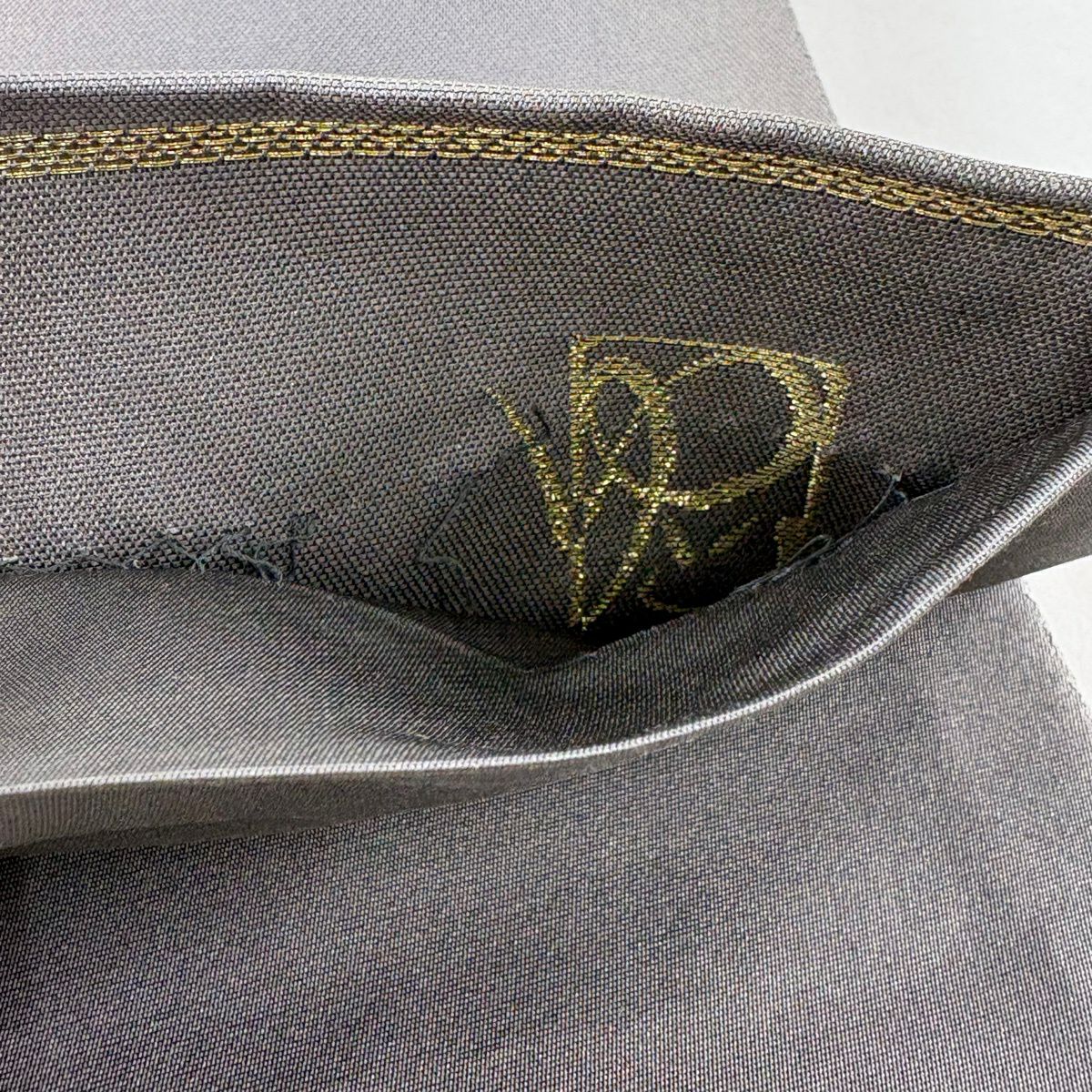 【美品】 袋帶 秀品級 松樹 波頭 金糸 金金箔 灰紫 お太鼓圖案 純蠶絲