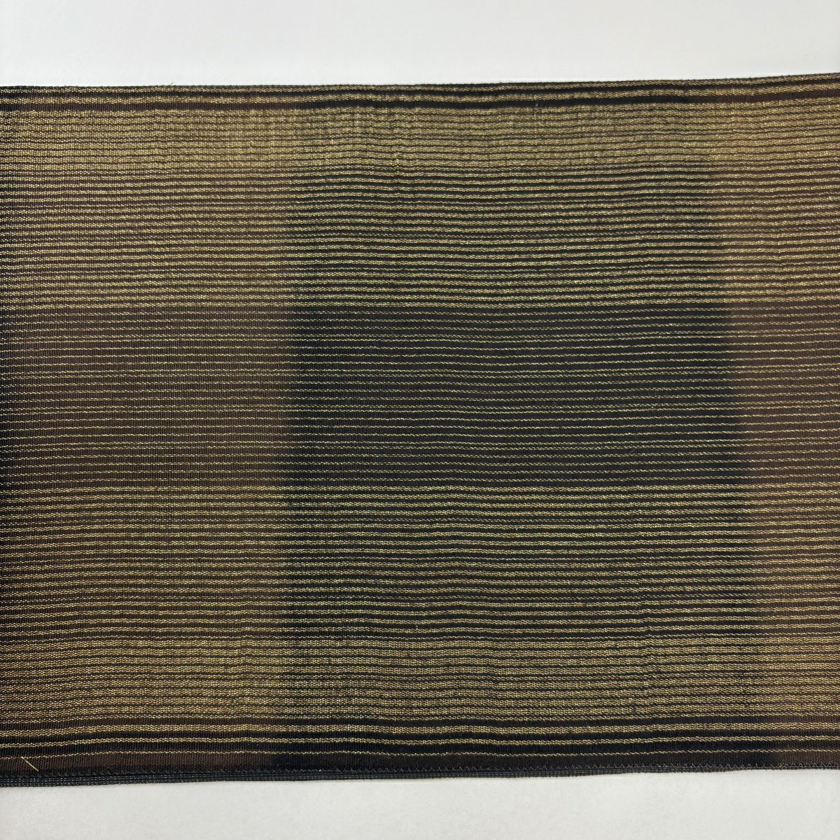 【美品】 袋帶 秀品級 縞 金糸 墨 全通 純蠶絲