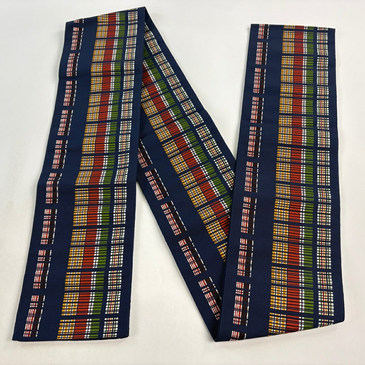 【美品】半幅帶 優品級 湖水 深藍 純蠶絲