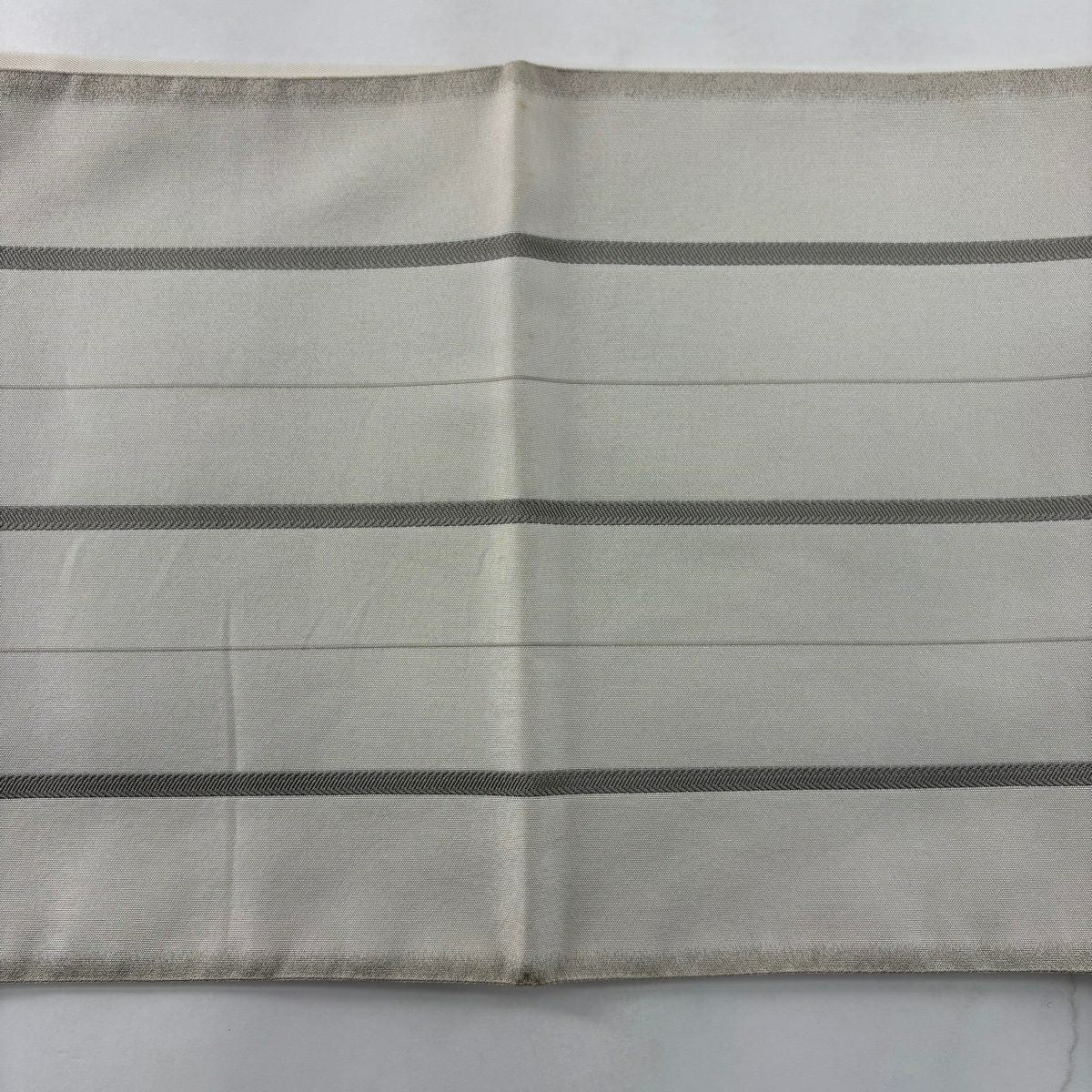 【美品】 袋帶 秀品級 條紋 灰白 六通 純蠶絲