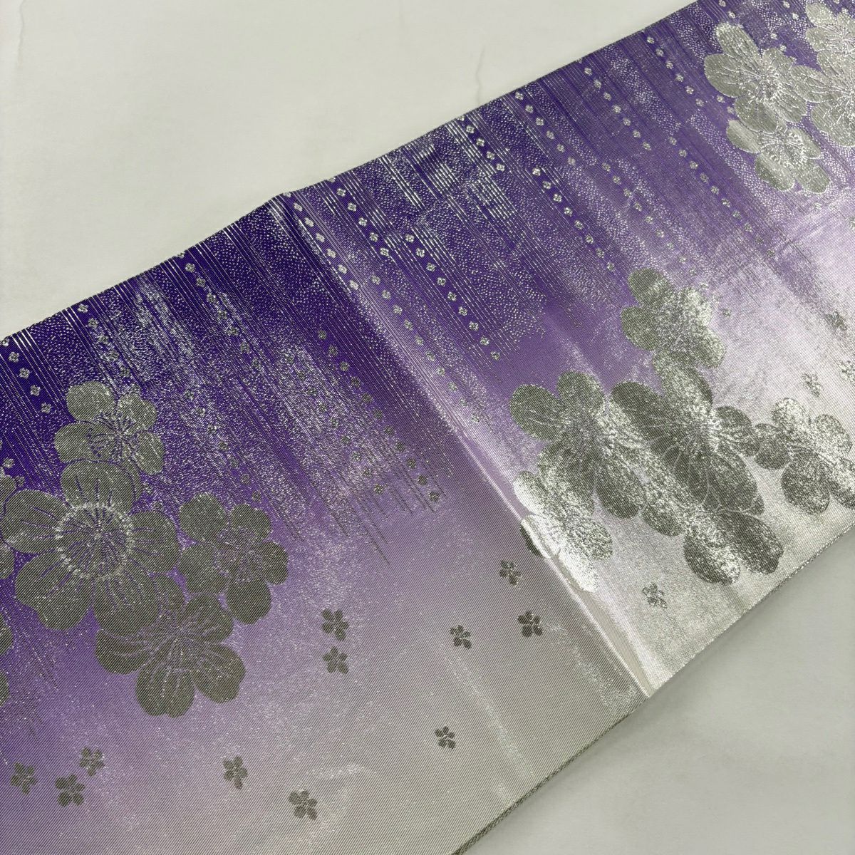 【美品】 袋帶 秀品級 大和 櫻花 霞 金金箔 漸層 紫 全通 純蠶絲