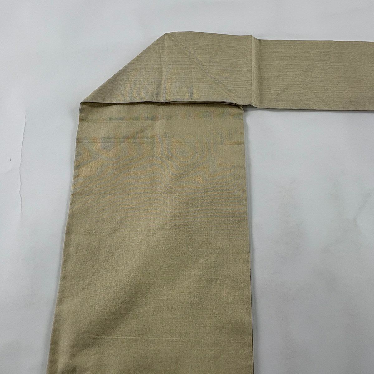 【美品】 名古屋帶 秀品級 牡丹 霞 金銀彩 米色 純蠶絲