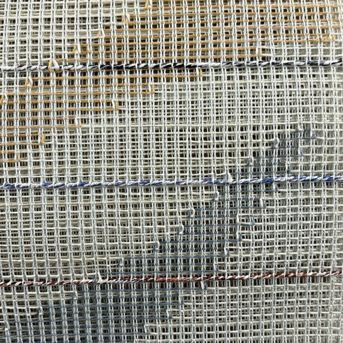 【美品】 名古屋帶 秀品級 八寸名古屋帶 松樹葉仕立 夏帶 幾何學 銀線 灰綠 純蠶絲