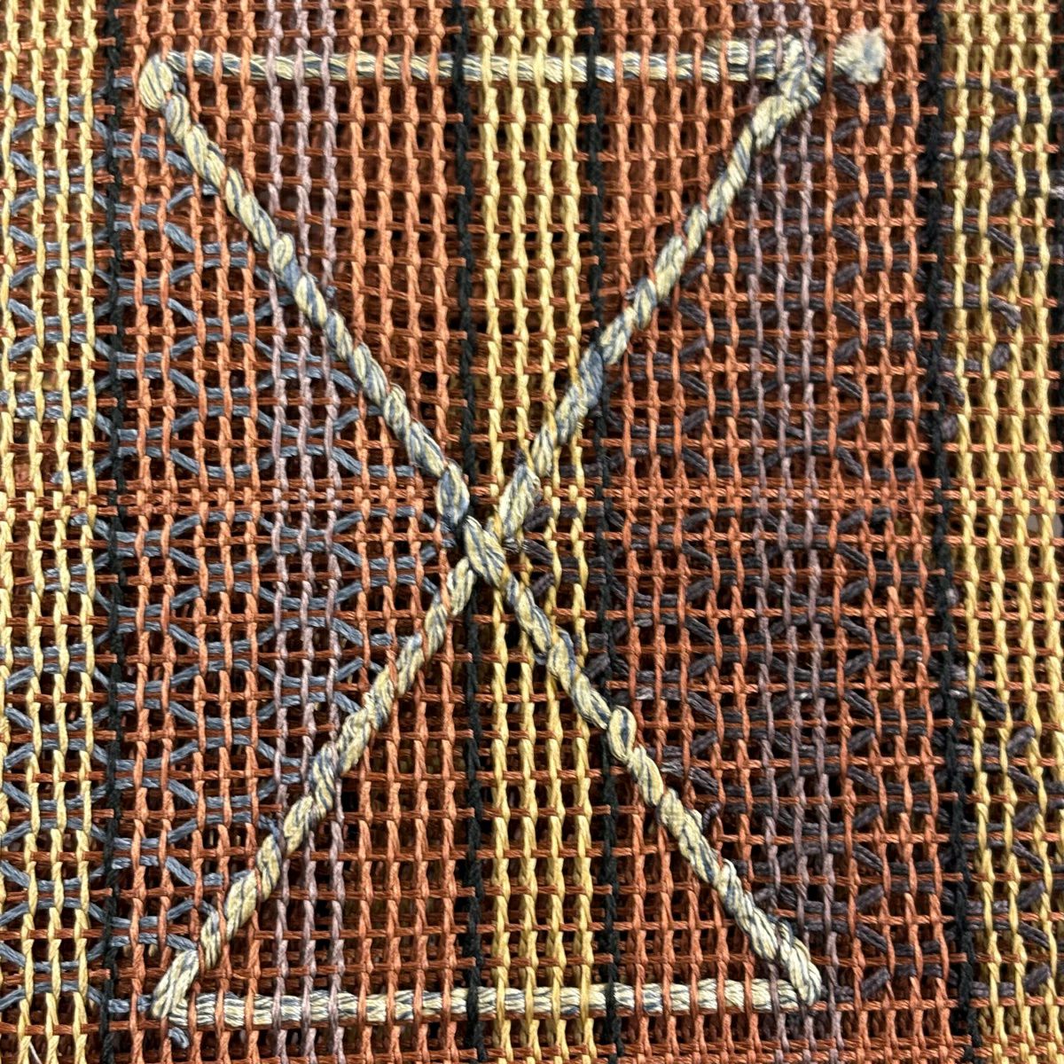 【美品】名古屋帶 秀品級 夏帶 條紋 幾何圖案 茶 純蠶絲