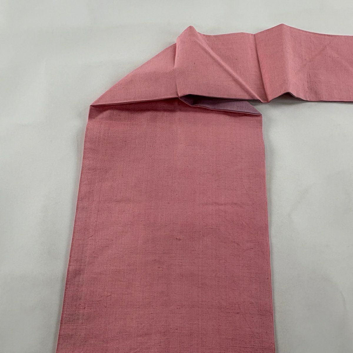 【美品】 名古屋帶 優品級 紬織織 幾何圖案 汕頭刺繡 粉紅 純蠶絲
