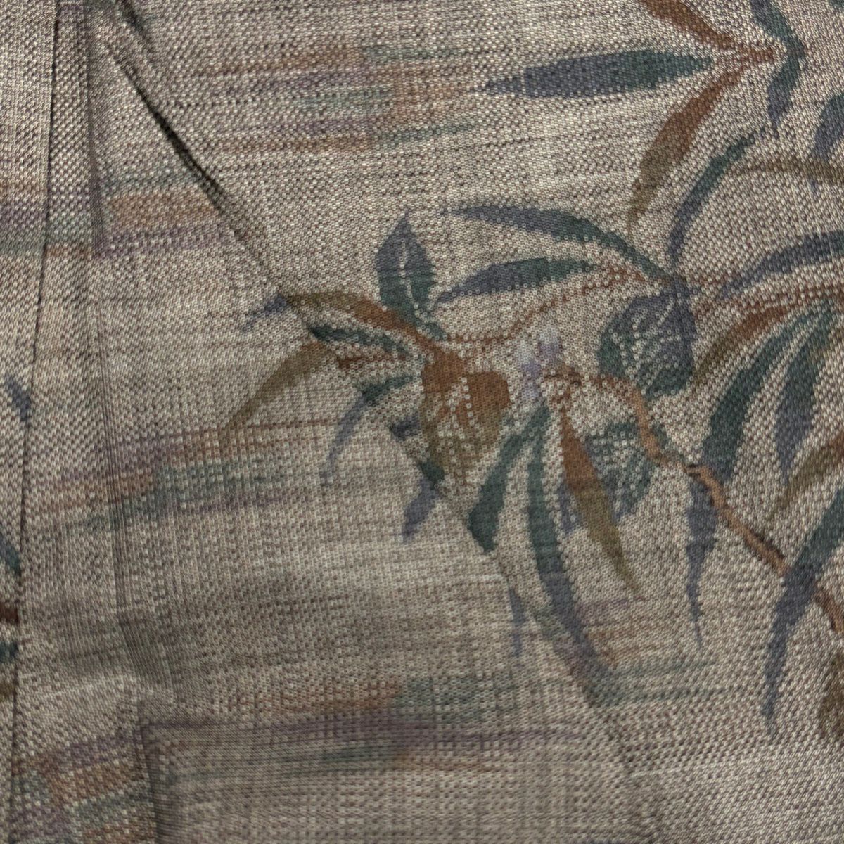 【美品】 紬織 身長164cm 袖長68.5cm L 雙層 袋帶套裝 草花紋 灰茶 純蠶絲 秀品級