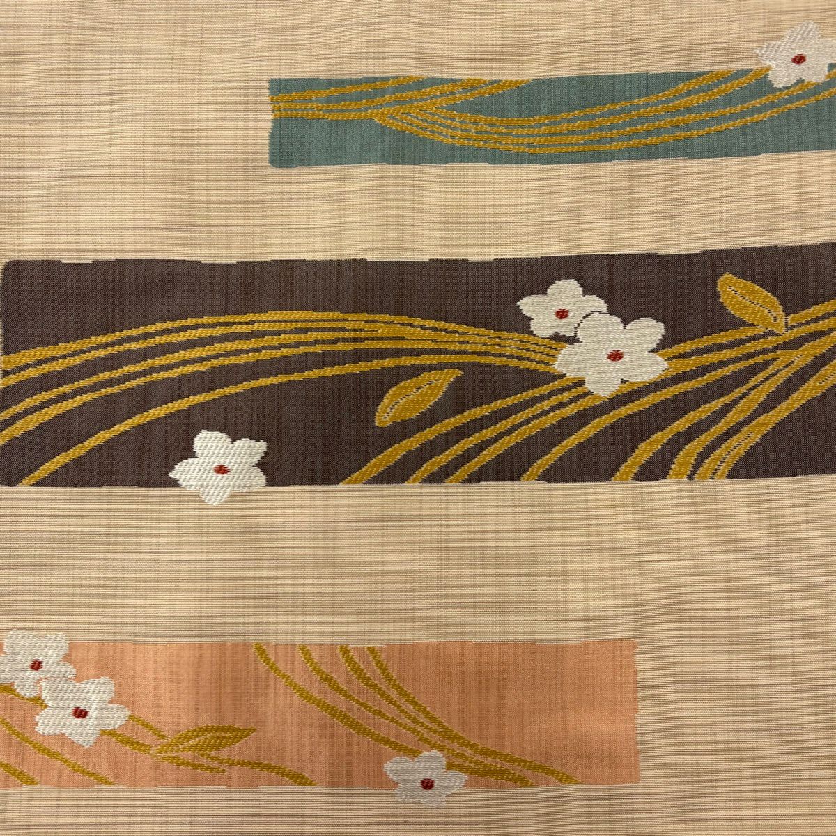 【美品】 紬織 身長169.5cm 袖長67cm M 雙層 名古屋帶套裝 草花紋紋 龜甲 黑灰 純蠶絲 優品級