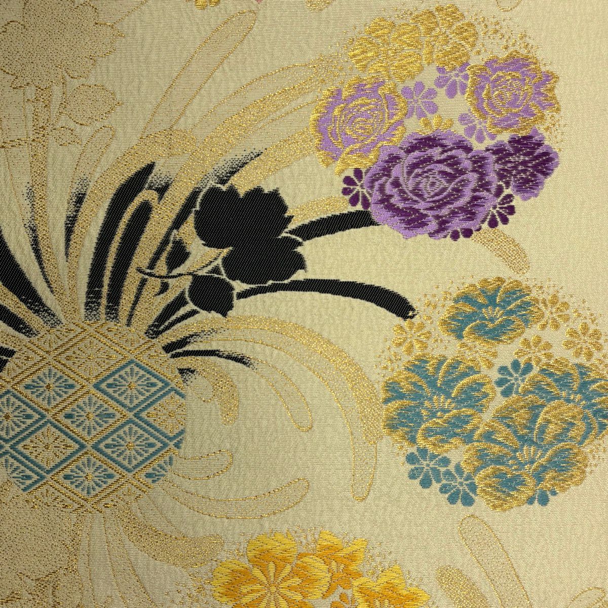【美品】振袖禮服 身長169.5cm 袖長67.5cm L 雙層 袋帶全套 樱花 地紋 染分 漸層 深紅色 純蠶絲 優品級