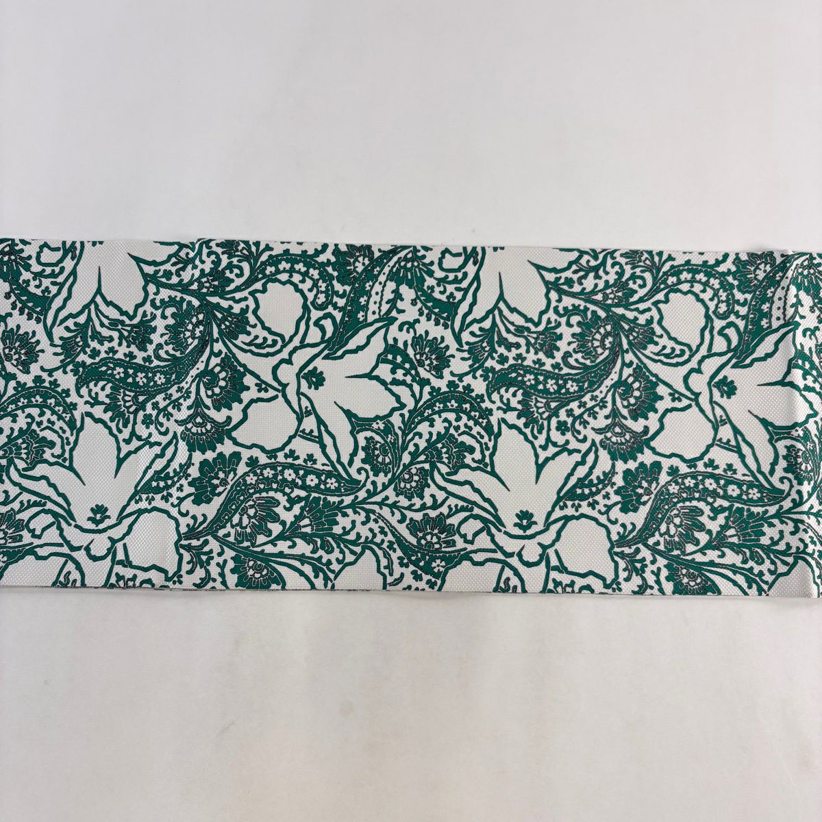 【美品】 袋帶 名品級 草花紋 灰白 全通 純蠶絲