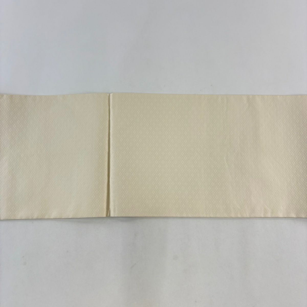 【美品】 袋帶 名品級 紹巴紅型 市松樹 梅花 米色 六通 純蠶絲