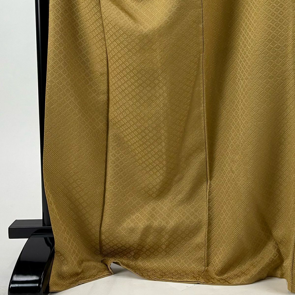 小紋 身長173cm 袖長75cm L 雙層 菱 金絲 黃土色 純蠶絲 名品級