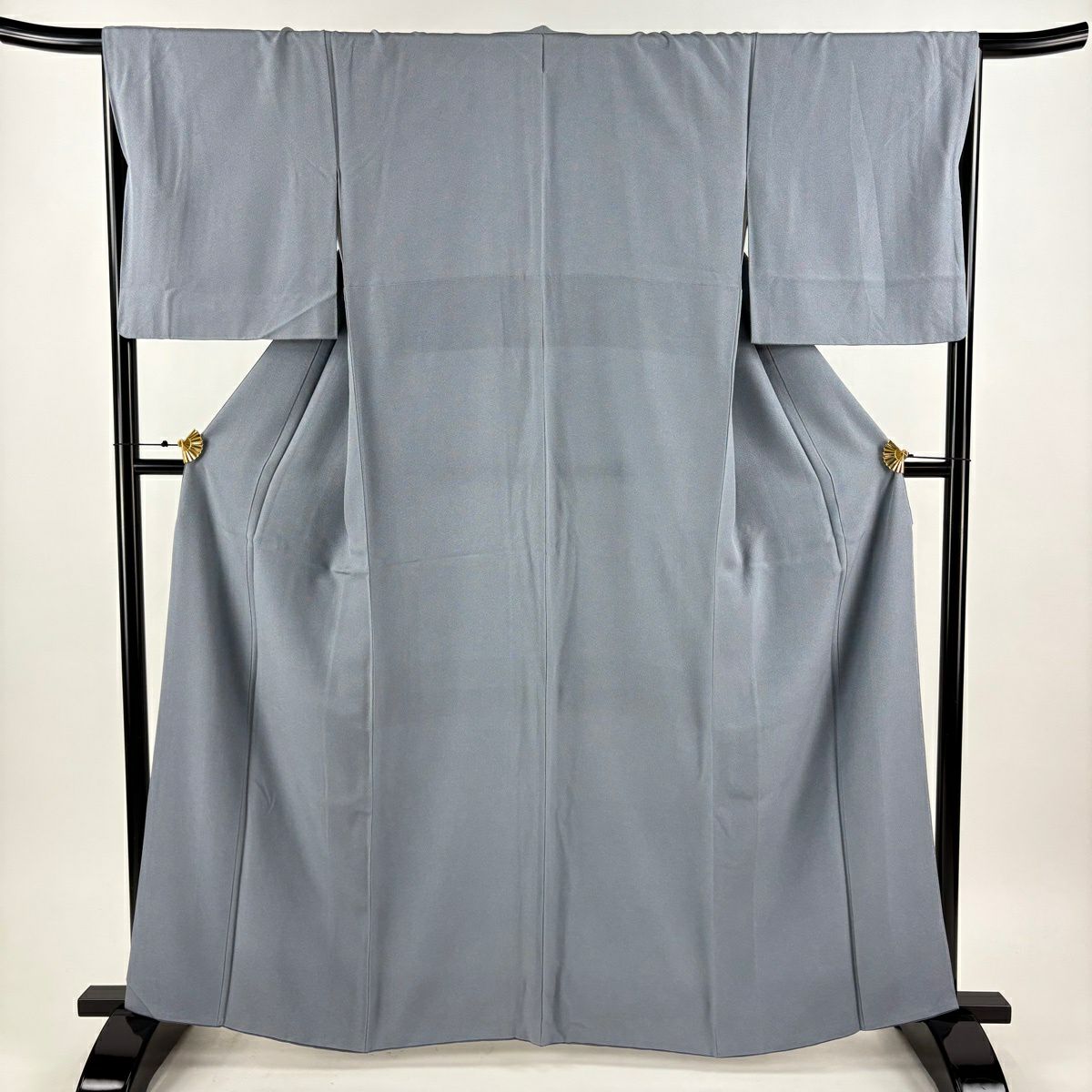 江戶小紋 身長163.5cm 袖長66.5cm M 雙層 服部光廣 落款あり 鮫 青灰色 純蠶絲 名品級