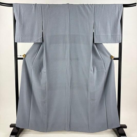 江戶小紋 身長163.5cm 袖長66.5cm M 雙層 服部光廣 落款あり 鮫 青灰色 純蠶絲 名品級