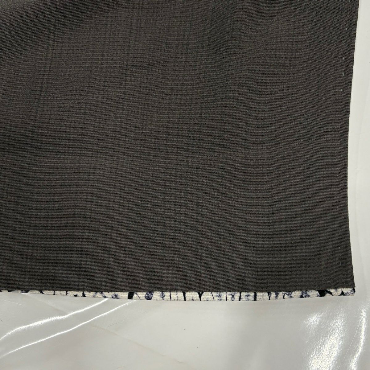 付下 身長155.5cm 袖長65cm M 雙層 縱條 幾何圖案 絞染 漸層 焦茶 純蠶絲 優品級