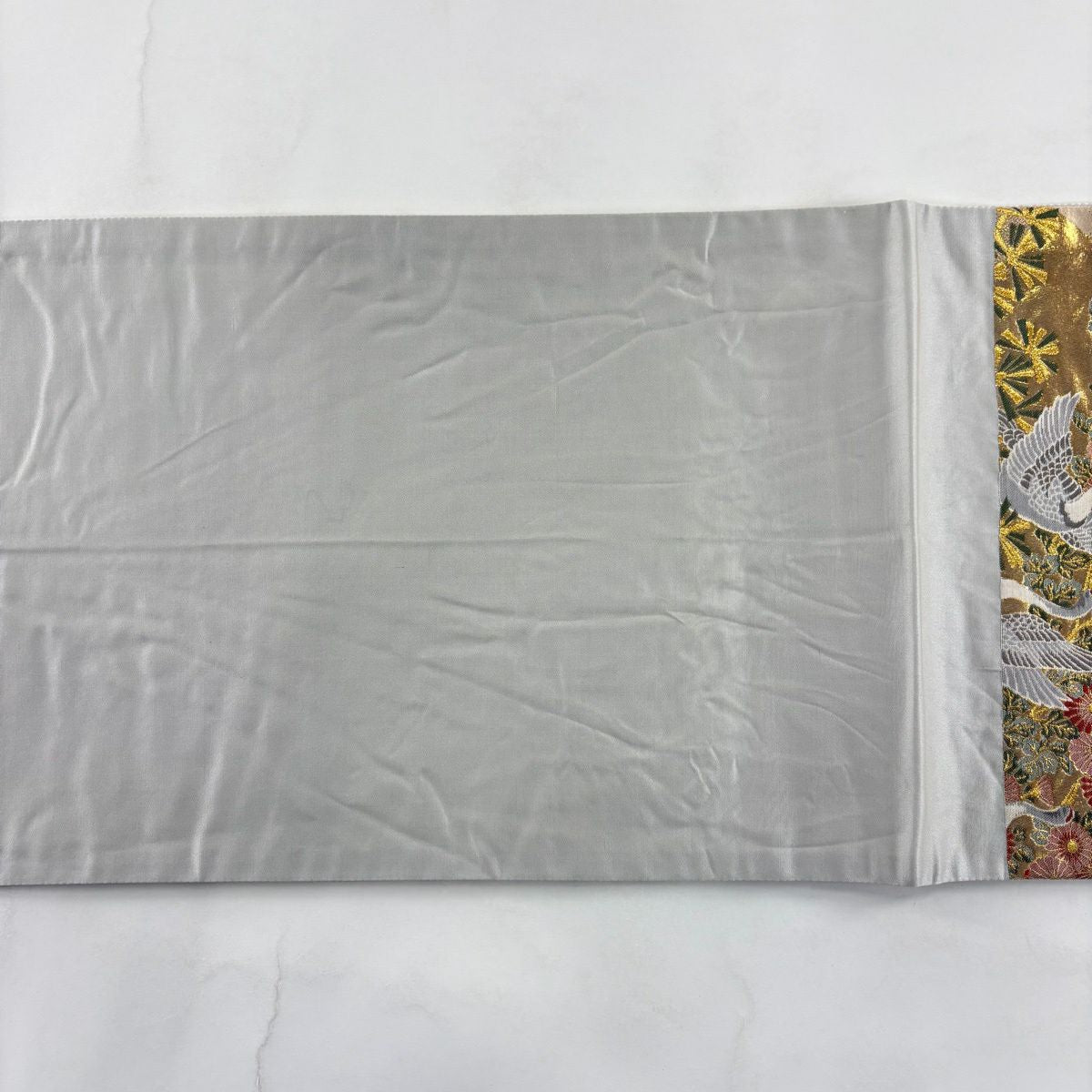 【美品】 袋帶 秀品級 九百織 蓬華 花鳥樂園紋 金金箔 淺茶 六通 純蠶絲