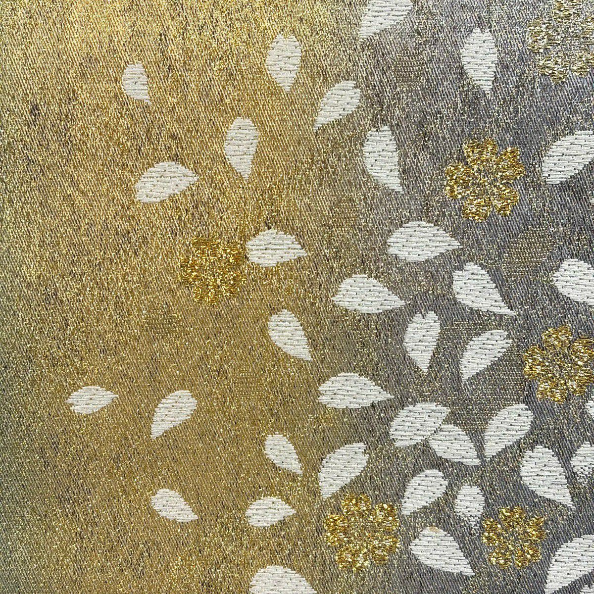 袋帶 秀品級櫻花花瓣 金金箔唐織 金色 六通 純蠶絲
