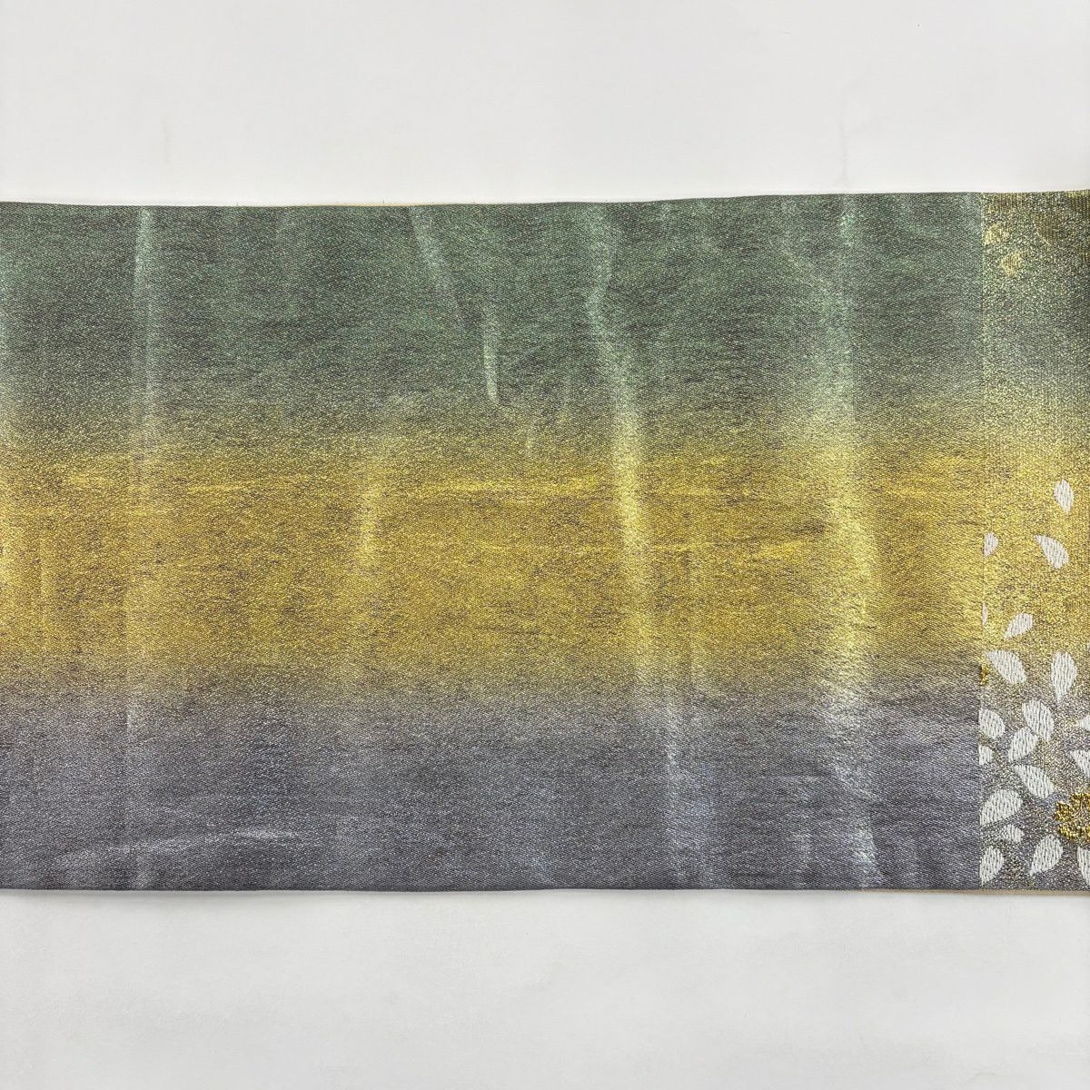 袋帶 秀品級櫻花花瓣 金金箔唐織 金色 六通 純蠶絲