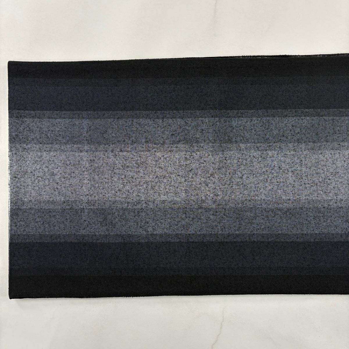 【美品】 袋帶 優品級 條紋 幾何圖案 墨色 全通 純蠶絲