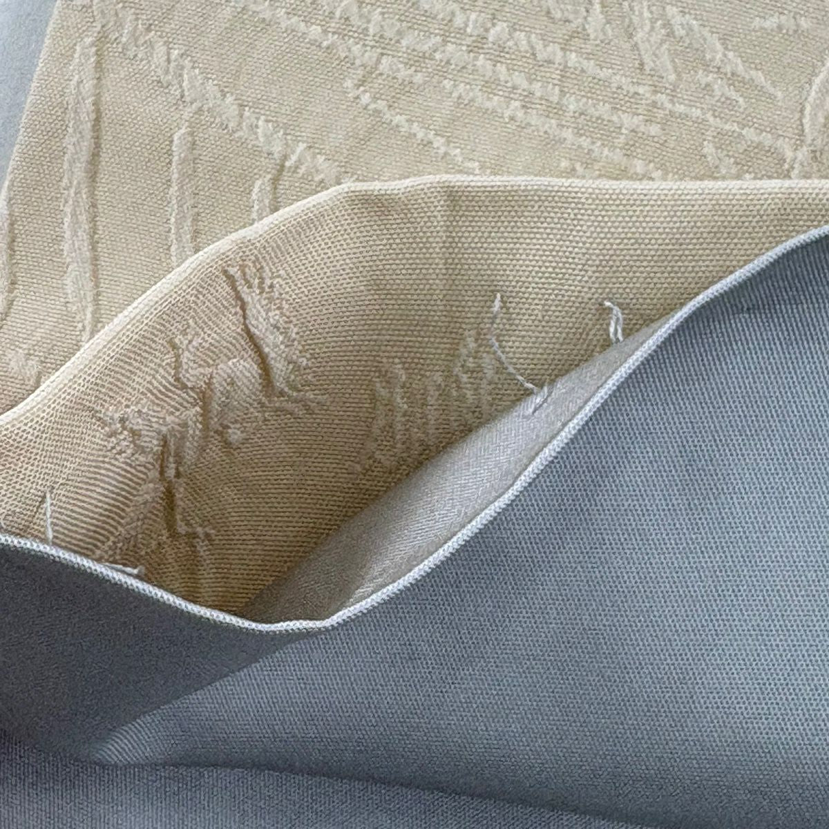 【美品】 袋帶 秀品級 附落款 紬織織 鵬翔 幾何學圖案 地紋 奶油色 全通 純蠶絲