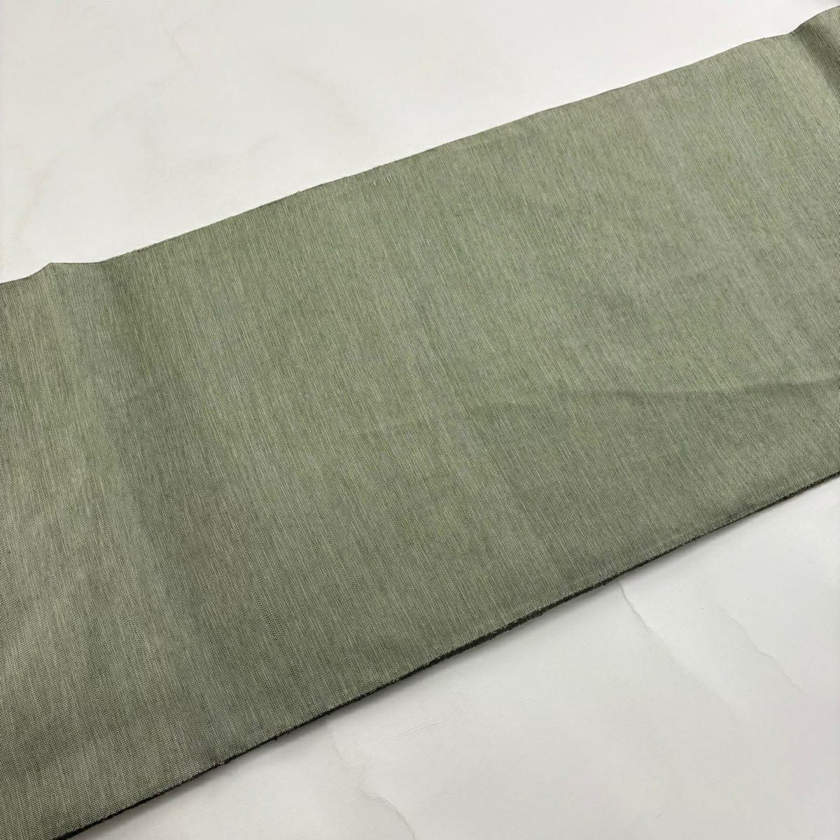 【美品】 袋帶 秀品級 動物 菱 金糸 灰綠 お太鼓柄 純蠶絲