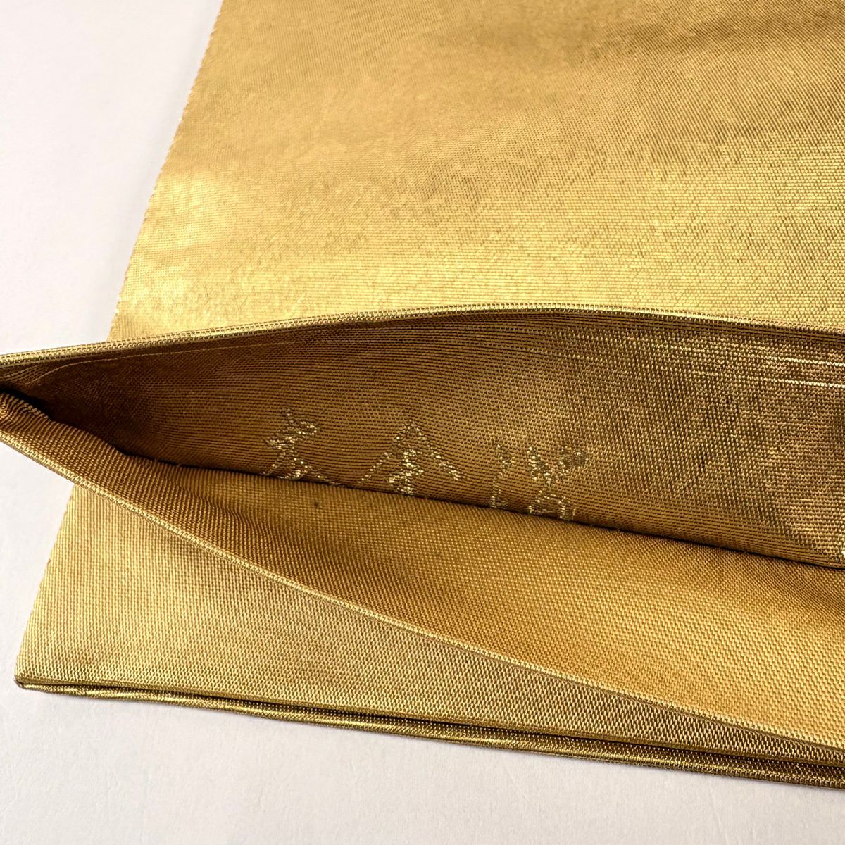 袋帶 秀品級 童 椿 金絲 本金金箔 金色 大鼓圖案 純蠶絲