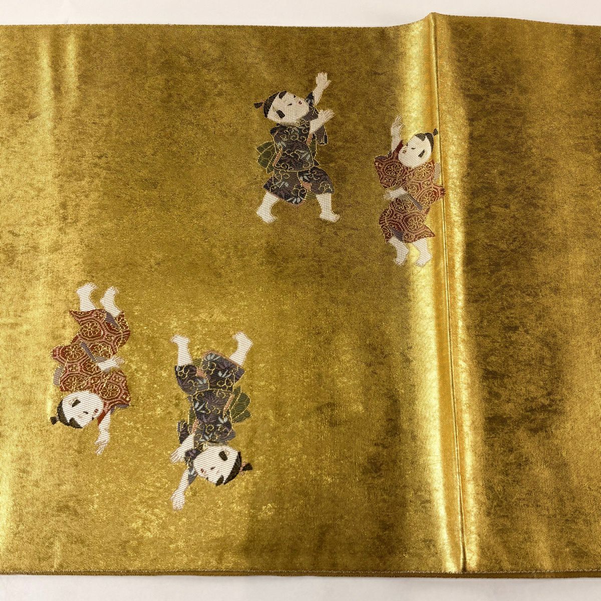 袋帶 秀品級 童 椿 金絲 本金金箔 金色 大鼓圖案 純蠶絲
