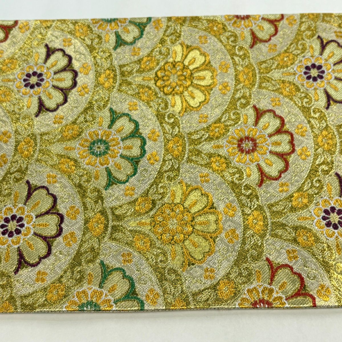 【美品】 袋帶 秀品級 桂由美 落款あり 振袖禮服禮服用 菊花 波頭 金絲 金金箔 金色 六通 純蠶絲