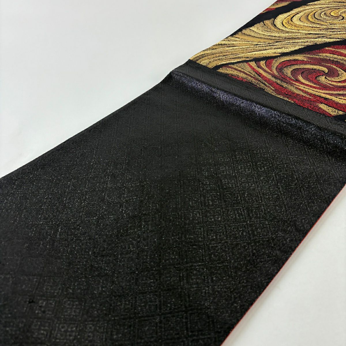 【美品】 袋帶 秀品級 流水 金金箔 金色 六通 純蠶絲