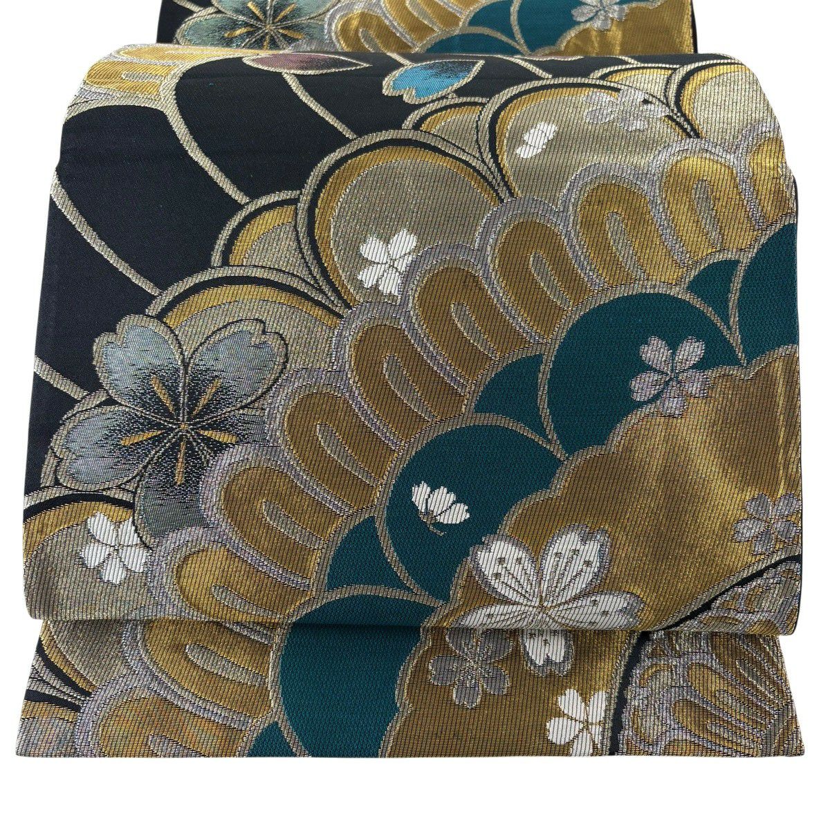 【美品】 袋帶 秀品級 櫻花花瓣 金銀線 金金箔 金色 六通 純蠶絲
