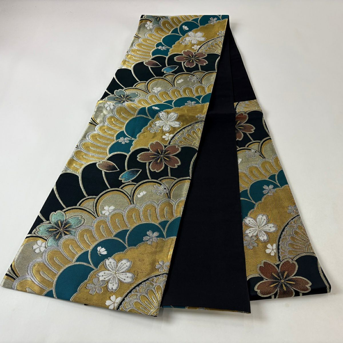 【美品】 袋帶 秀品級 櫻花花瓣 金銀線 金金箔 金色 六通 純蠶絲