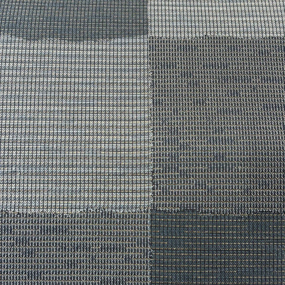 【美品】 袋帶 秀品級 市松樹 金絲 灰綠 六通 純蠶絲