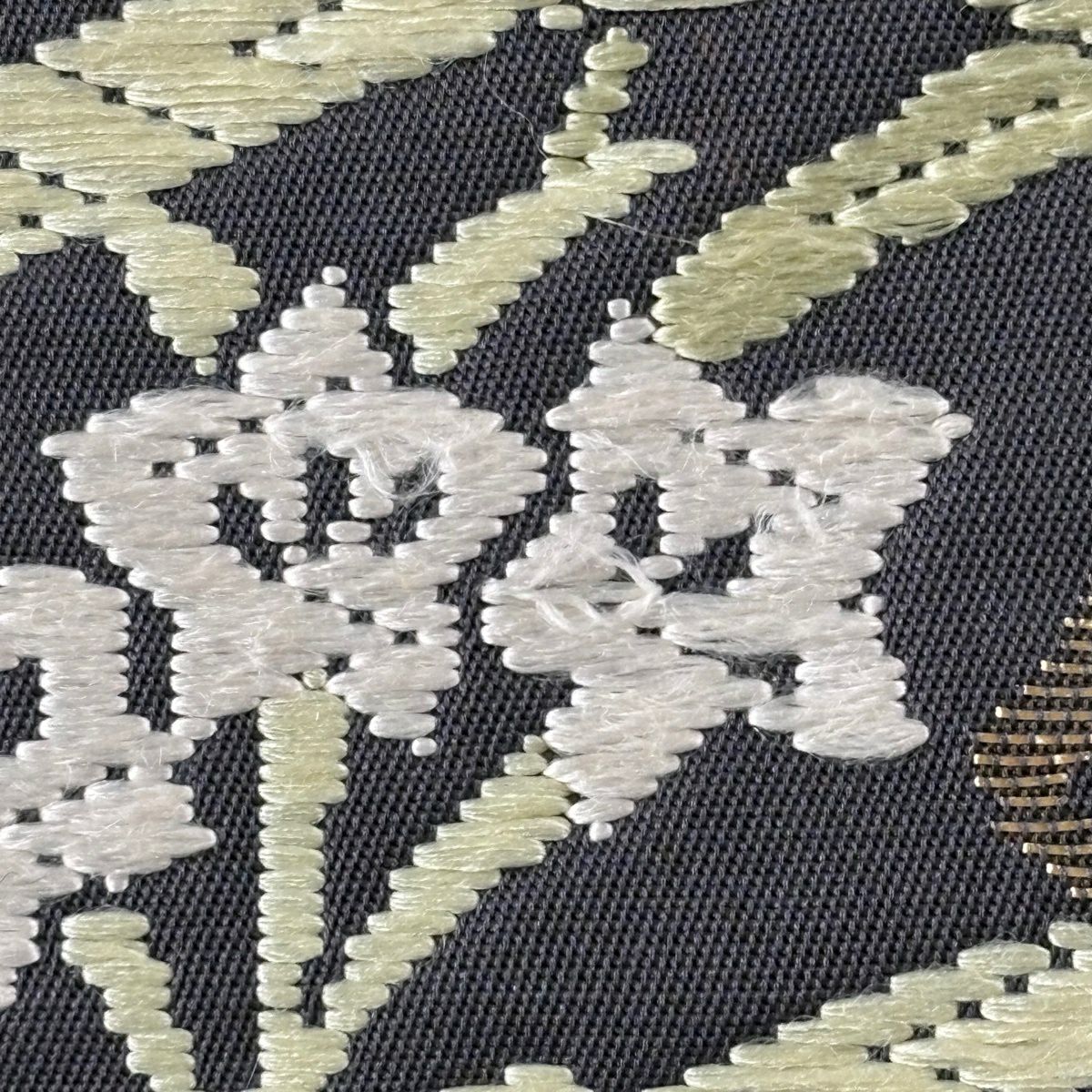 袋帶 秀品級 秋草 刺繡 金金箔 灰紫 六通 純蠶絲