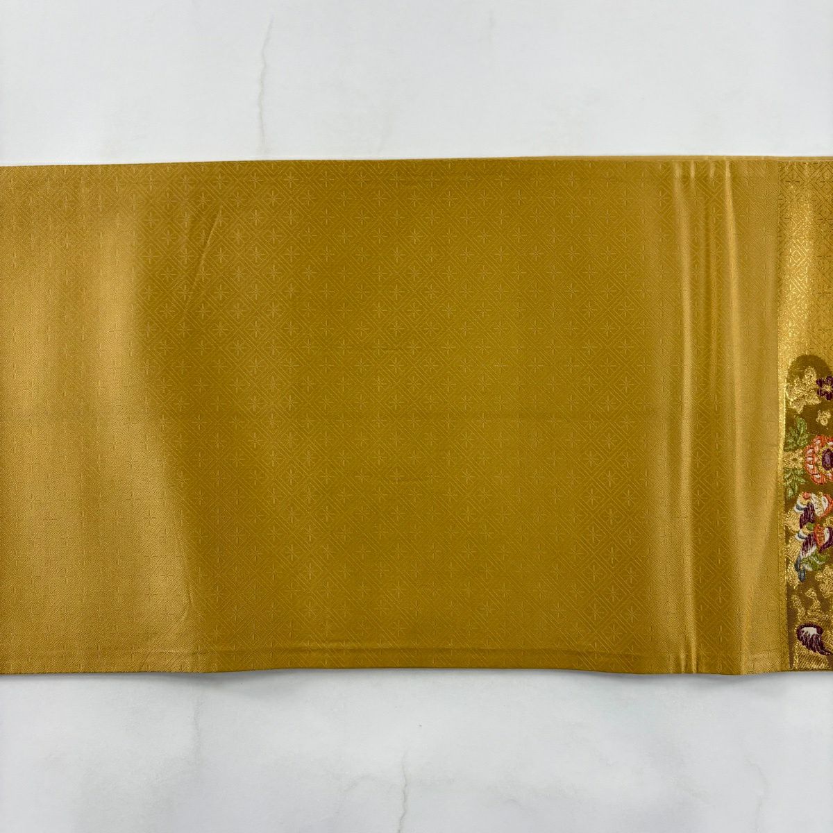 【美品】 袋帶 秀品級 蜀江華紋 鳳凰 金銀彩 刺繡 金 六通 純蠶絲