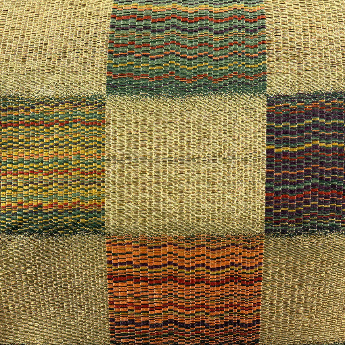 袋帶 秀品級 變化市松樹 紋理 金絲 刺繡 金色 六通 純蠶絲