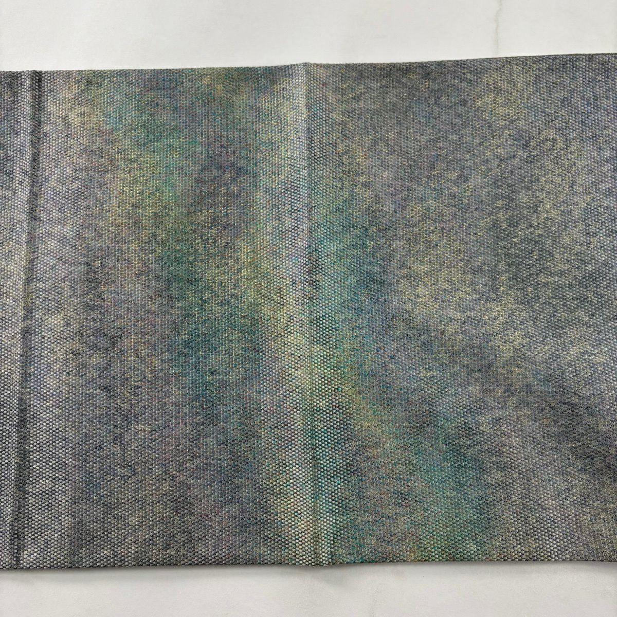 【美品】 袋帶 秀品級 霞 金金箔 漸層 深藍色 大鼓圖案 純蠶絲