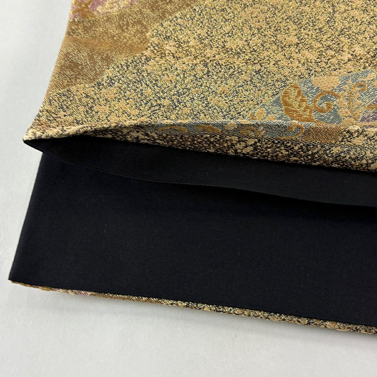 袋帶 秀品級 道長取 花唐草紋 金絲 金金箔 金色 六通 純蠶絲