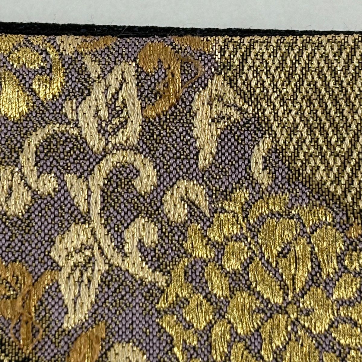 袋帶 秀品級 道長取 花唐草紋 金絲 金金箔 金色 六通 純蠶絲
