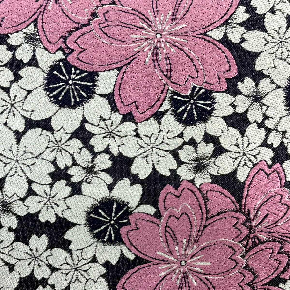 【美品】 袋帶 秀品級 櫻花 唐織 深紫 六通 純蠶絲