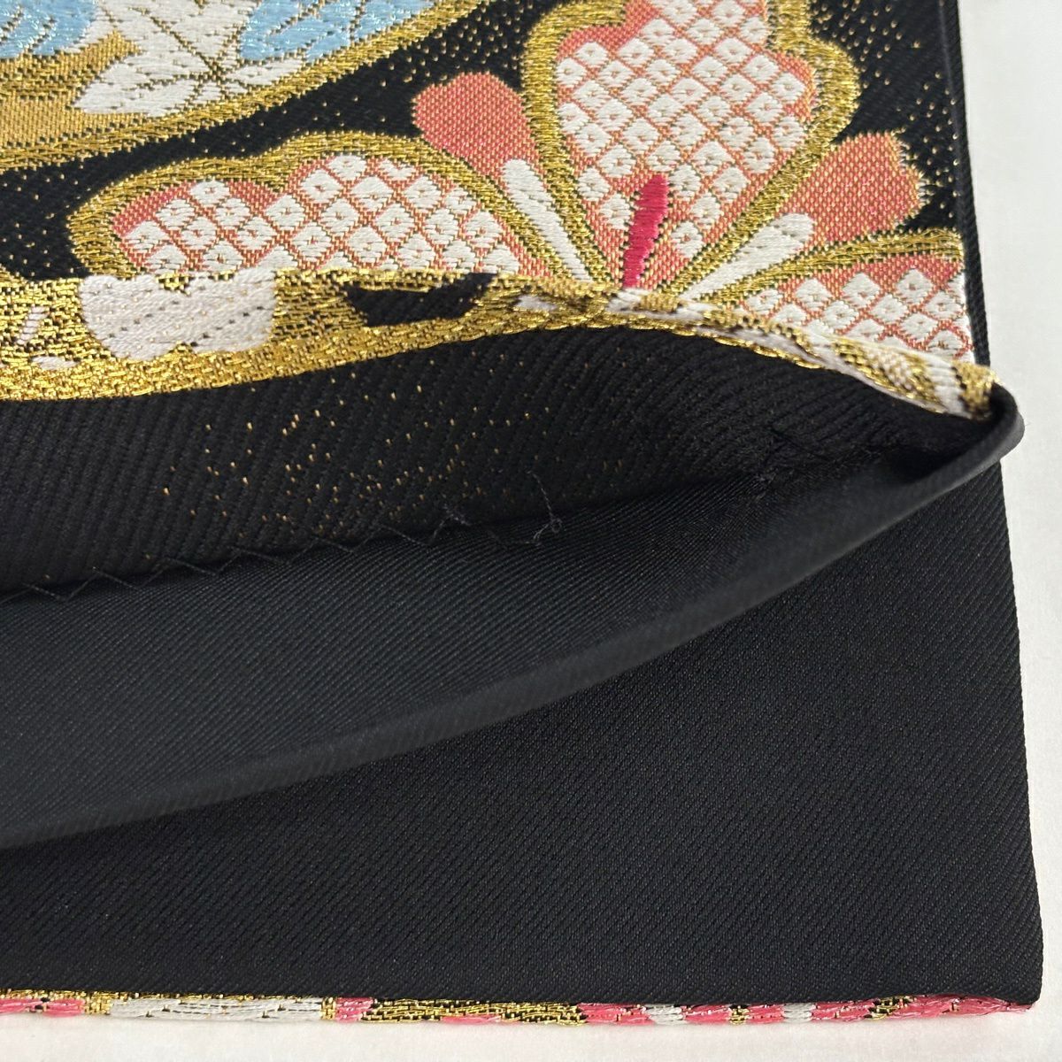 袋帶 秀品級 櫻花 金金箔 金線 黑色 六通 純蠶絲