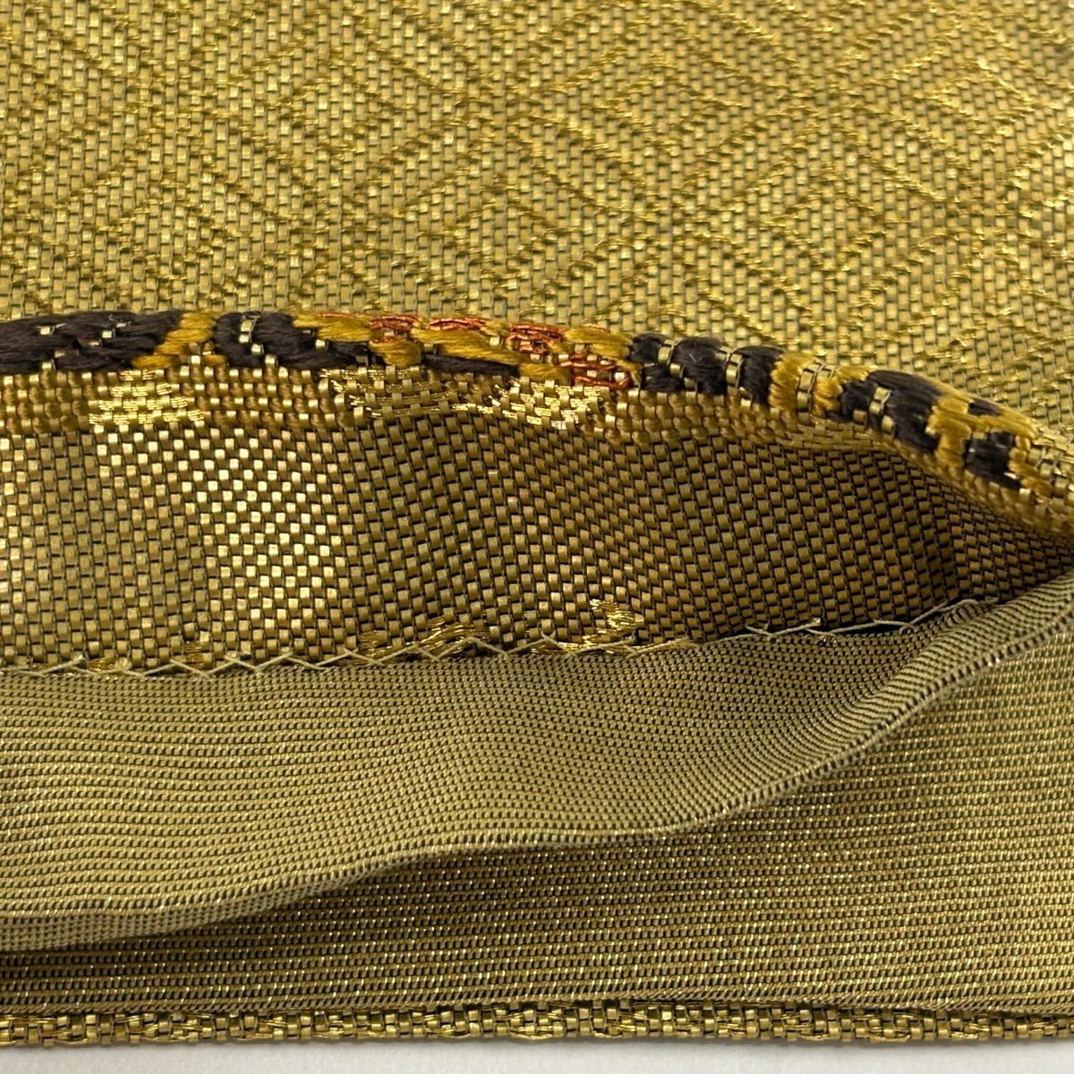 【美品】 袋帶 名品級 華紋 花喰鳥 金絲 金金箔 金色 六通 純蠶絲