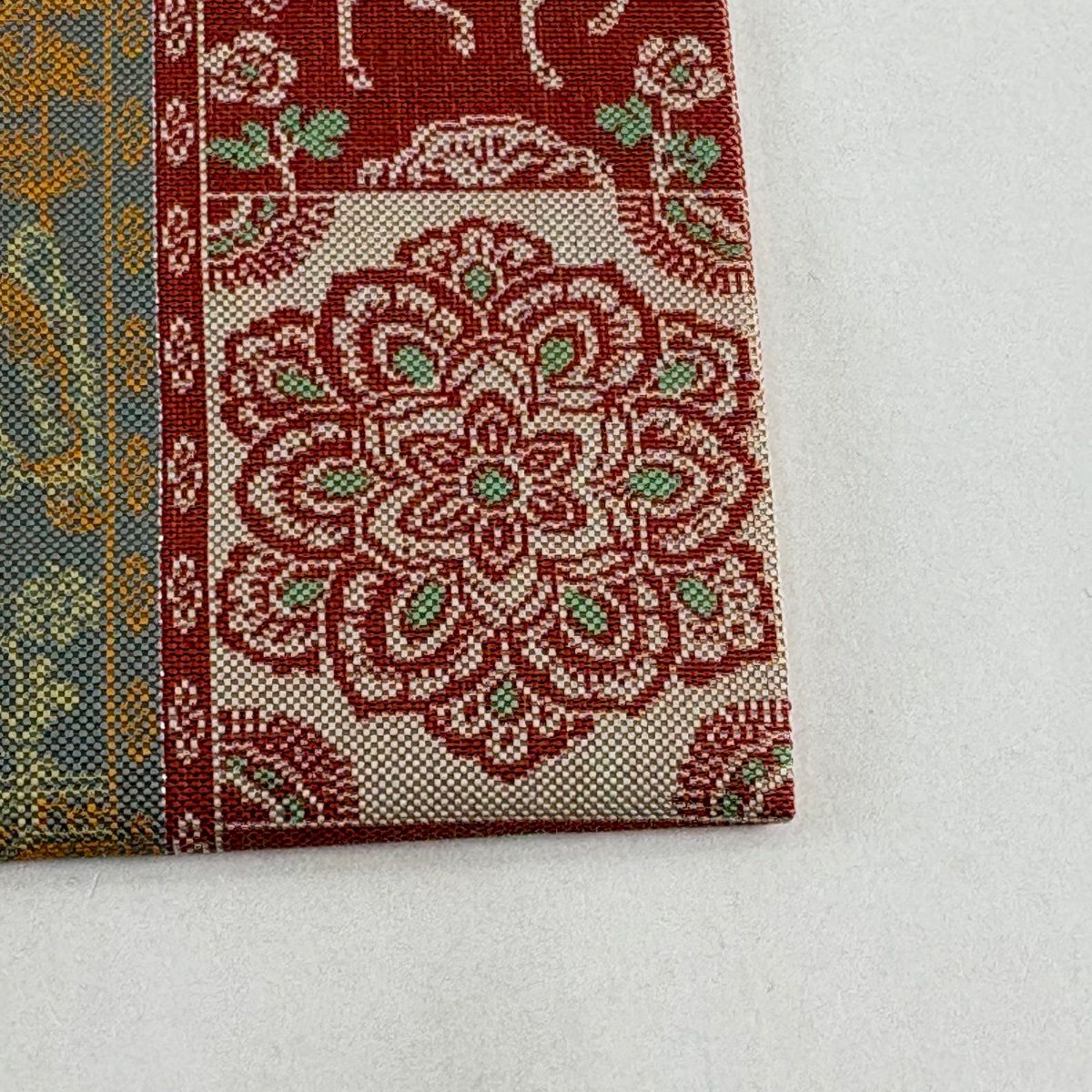 【美品】 開口名古屋帶 逸品級 龍村美術織物 雙層仕立 茶紅瑞錦 銀線 灰色 純蠶絲